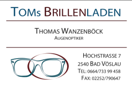 Logo Tom's Brillenladen - Optik Wanzenböck